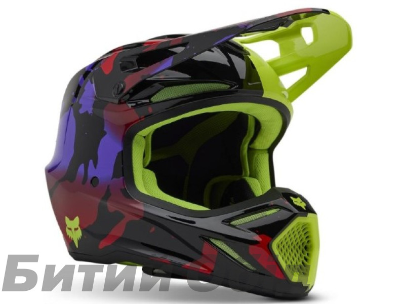 Шлем FOX V3 HELMET - THROTTLE [Flo Yellow]